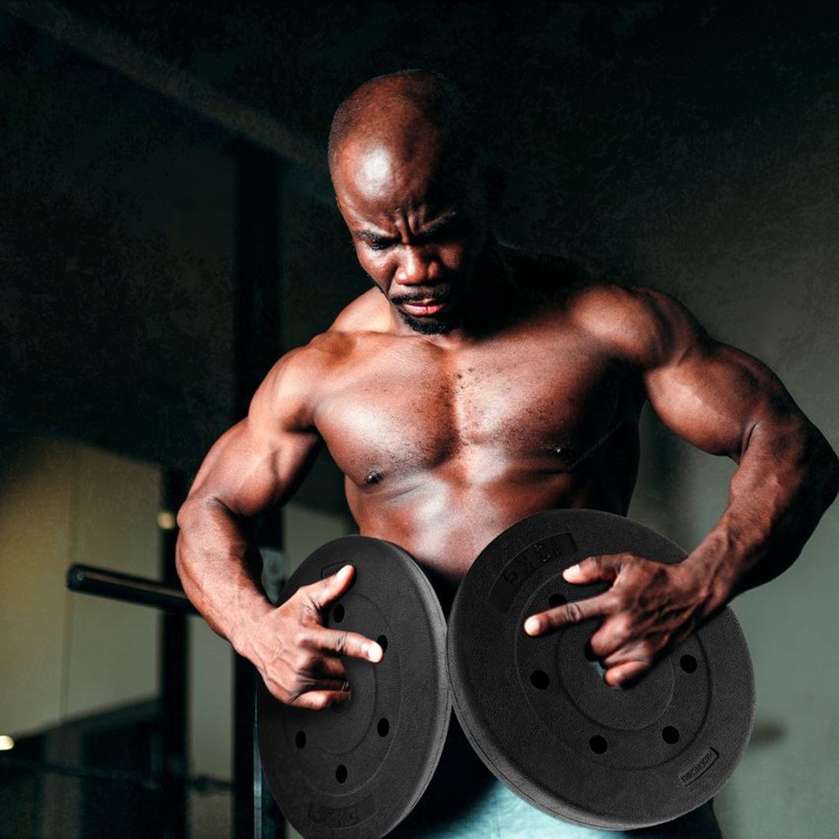 ATLETIS - Disco de Cemento 10 Kg para Barra PVC Negro