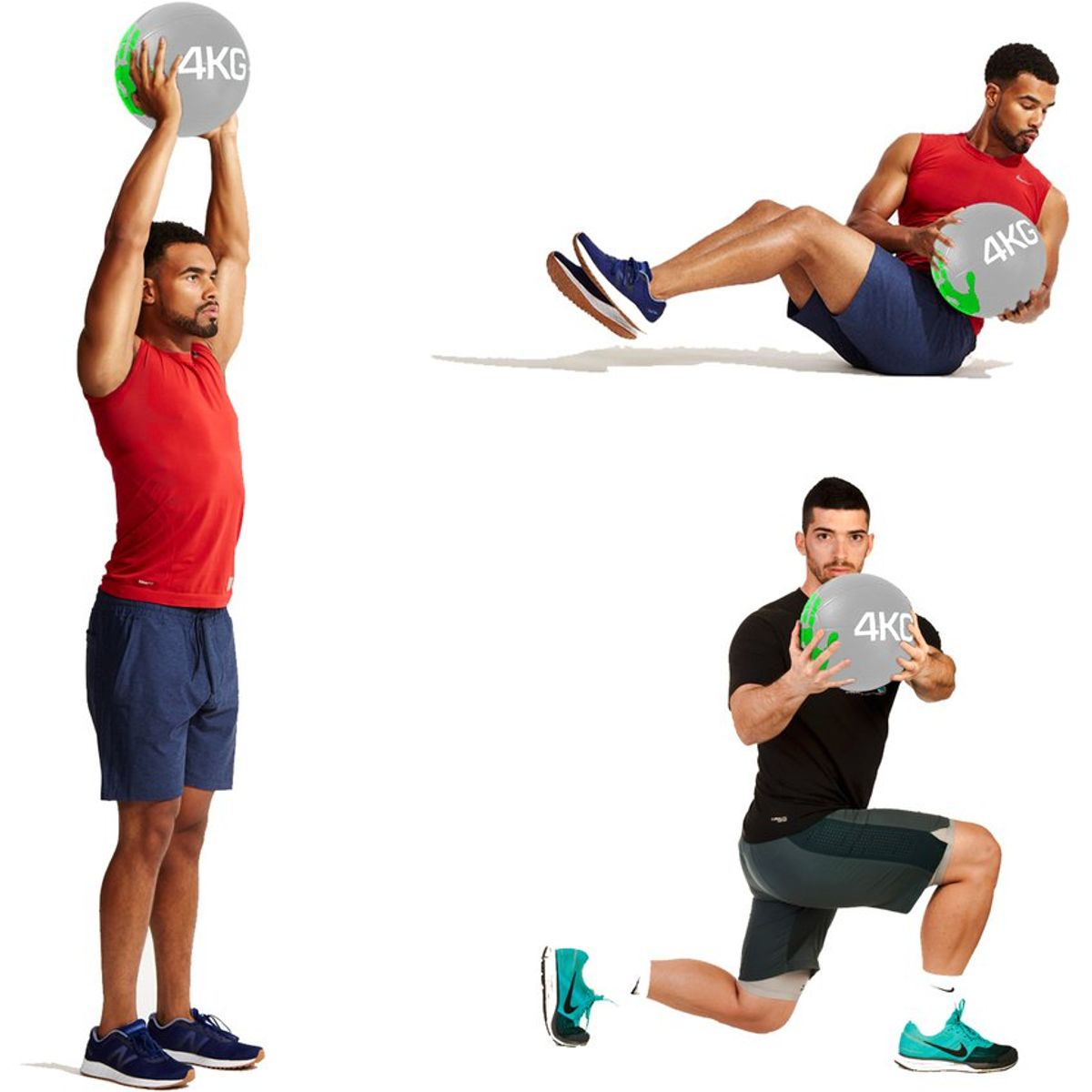 ATLETIS - Balón medicinal 4 kg para ejercicios negro