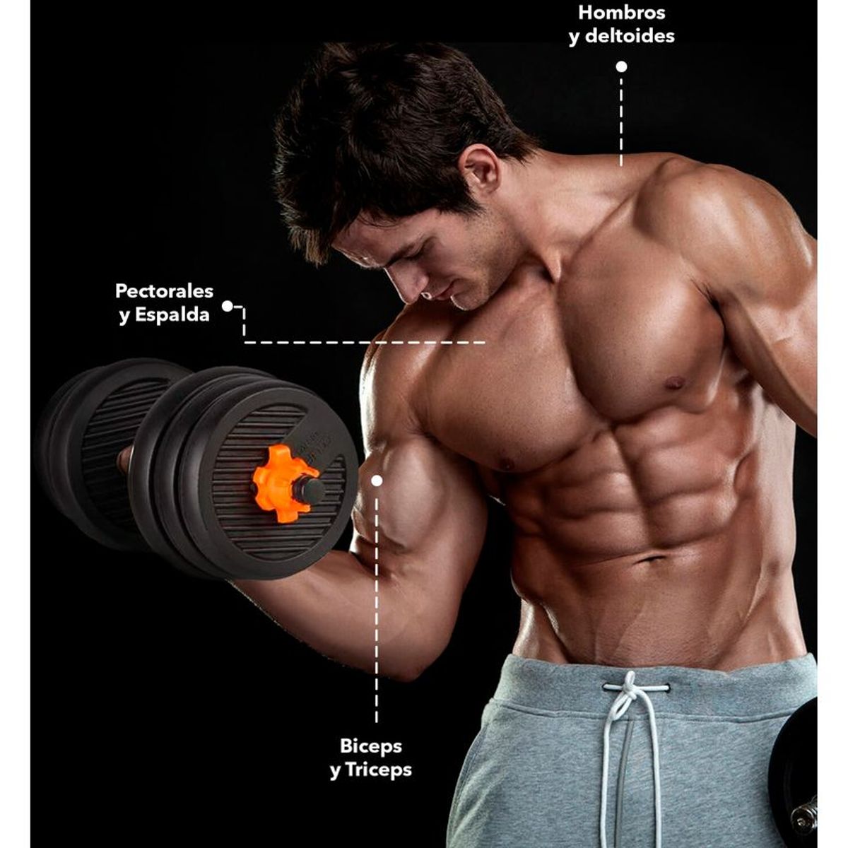 ATLETIS - Set de Pesas Ajustable 20 Kg Kettlebells Negro