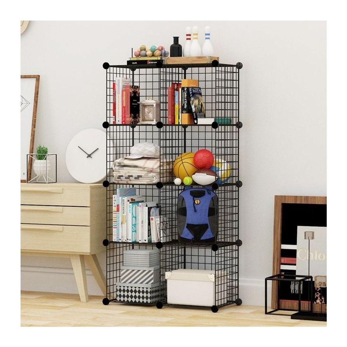 INSPIRACCI - Armario Organizador Metálico transportable 8 cubos Negro