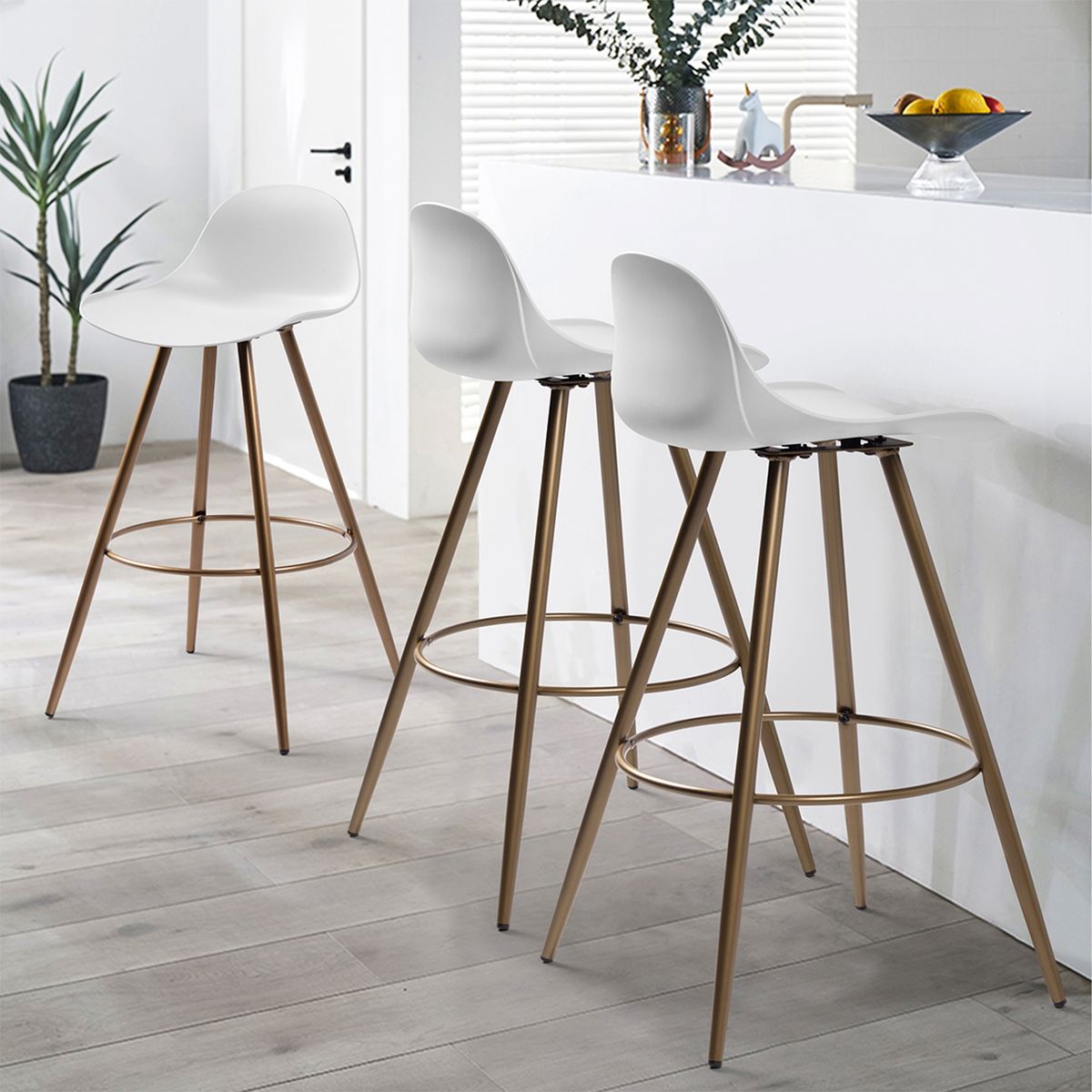 NOVAHUS - Pack 2 Pisos de Bar Bistró con Reposapiés - Blanco