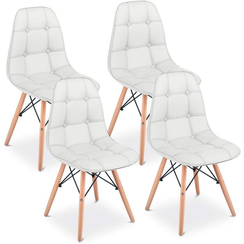 NOVAHUS - Pack 4 Silla Eames Acolchada Pu Blanco