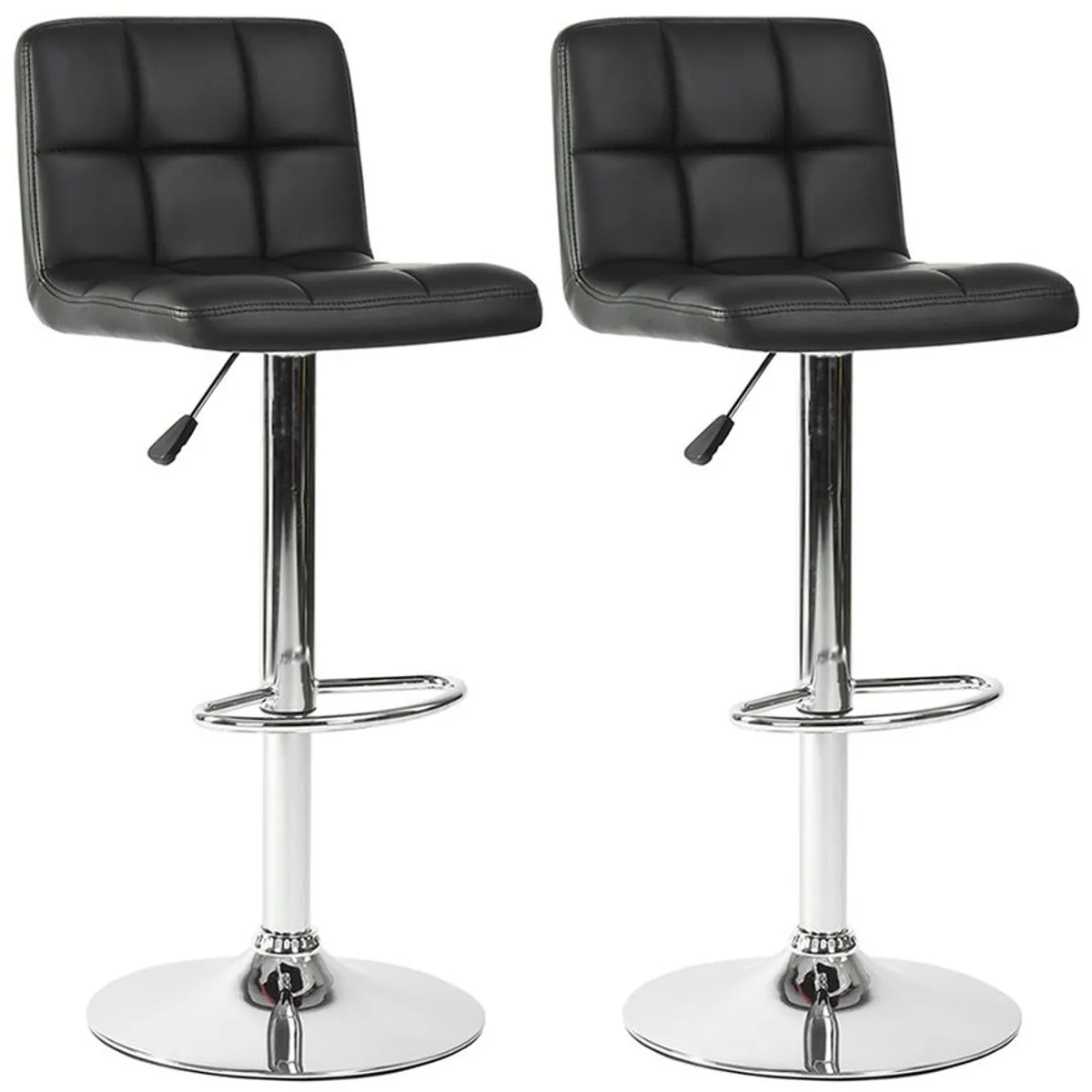 NOVAHUS - Pack 2 Piso de Bar PU Cuadro - Negro.