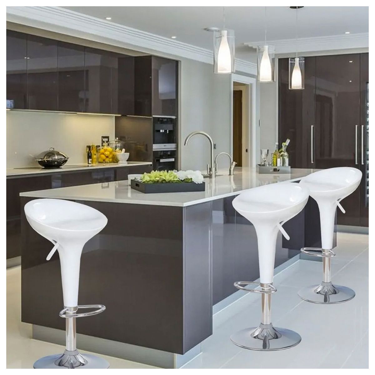 NOVAHUS - Pack 2 Piso Bar Regulable Estilo Retro Blanco