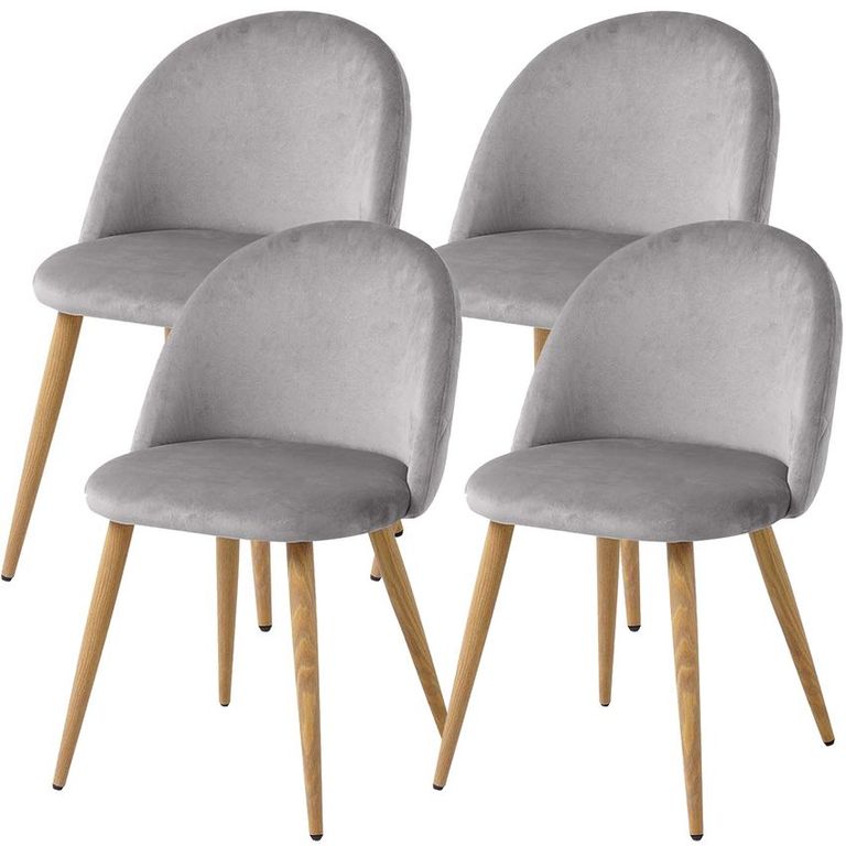 PACK 4 - SILLA TERCIOPELO VINTAGE - GRIS