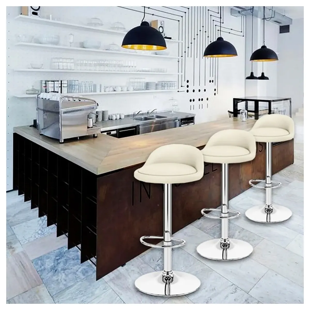 NOVAHUS - Pack 2 SILLA BAR ROUND / Beige