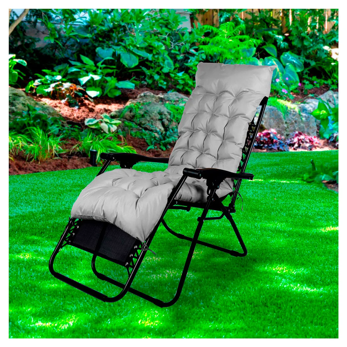 NOVAHUS - Reposera Plegable con Acolchado Gris