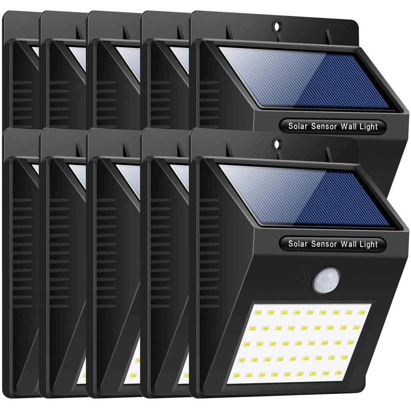 ASIAMERICA - Pack 10 Foco 20 Led Solar Sensor Movimiento