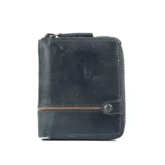GINO RODINIS - Billetera Texas 1.160 Azul Oscuro/Marrón