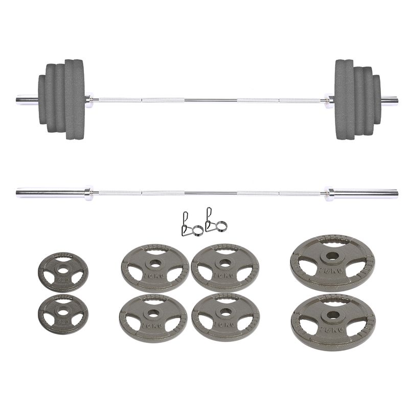 ATLETIS - Pack Barra Olímpica 220 Cm 28Mm  80 Kg Gris