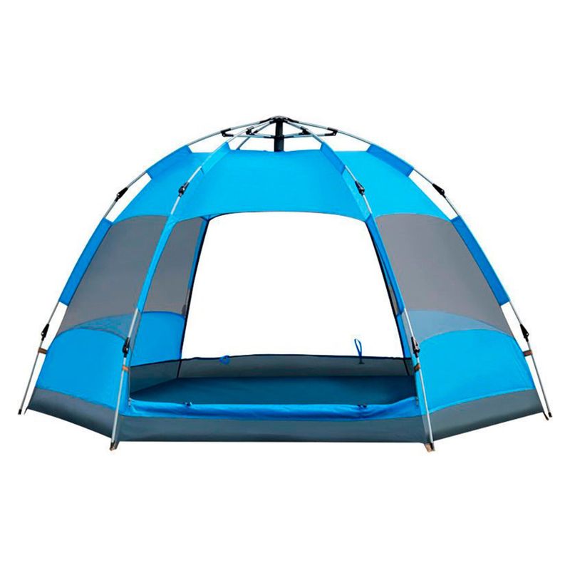 ASIAMERICA - Carpa Camping Hexagonal 3 A 4 Personas Azul