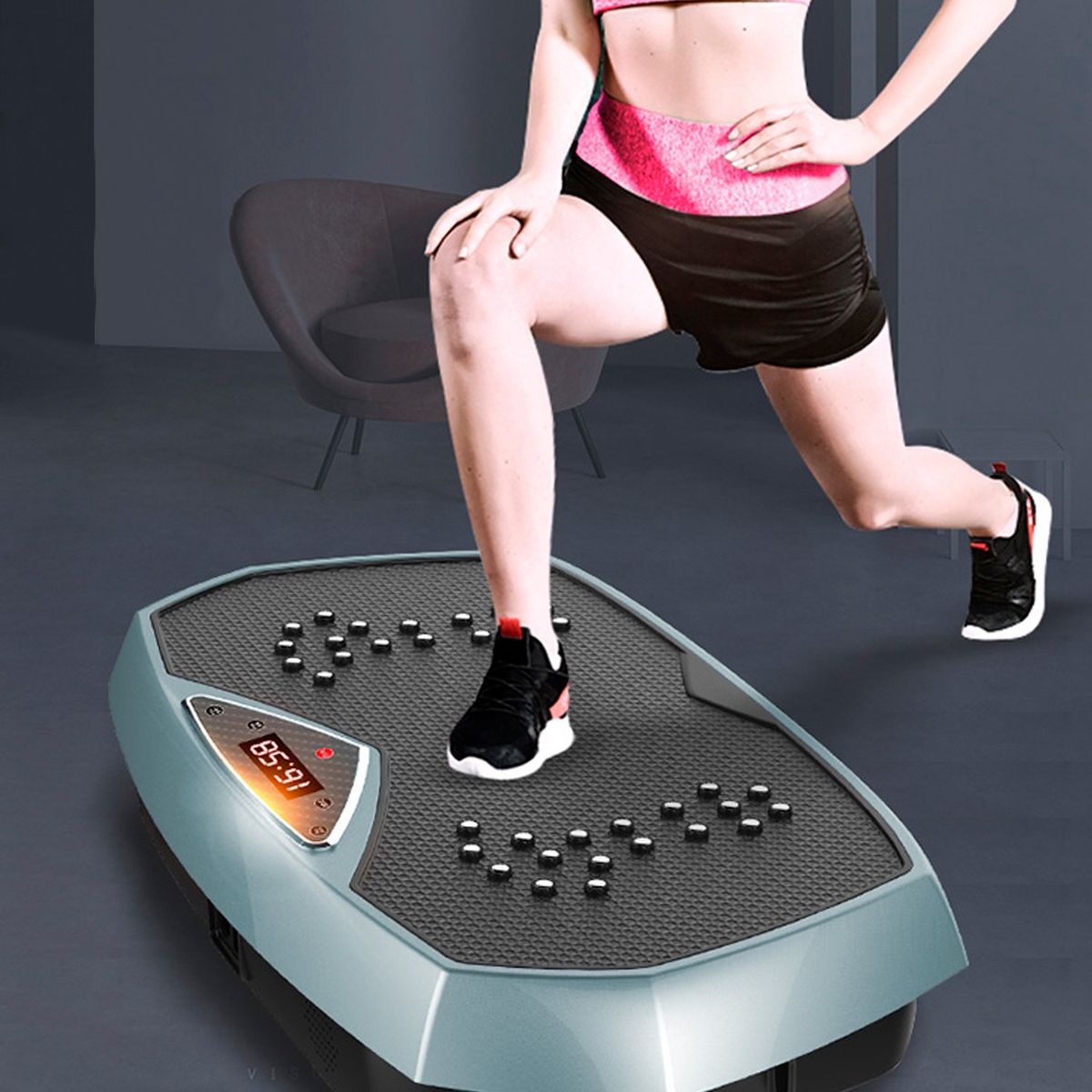 ATLETIS - Plataforma Vibratoria Pro Con Pantalla Led Celeste