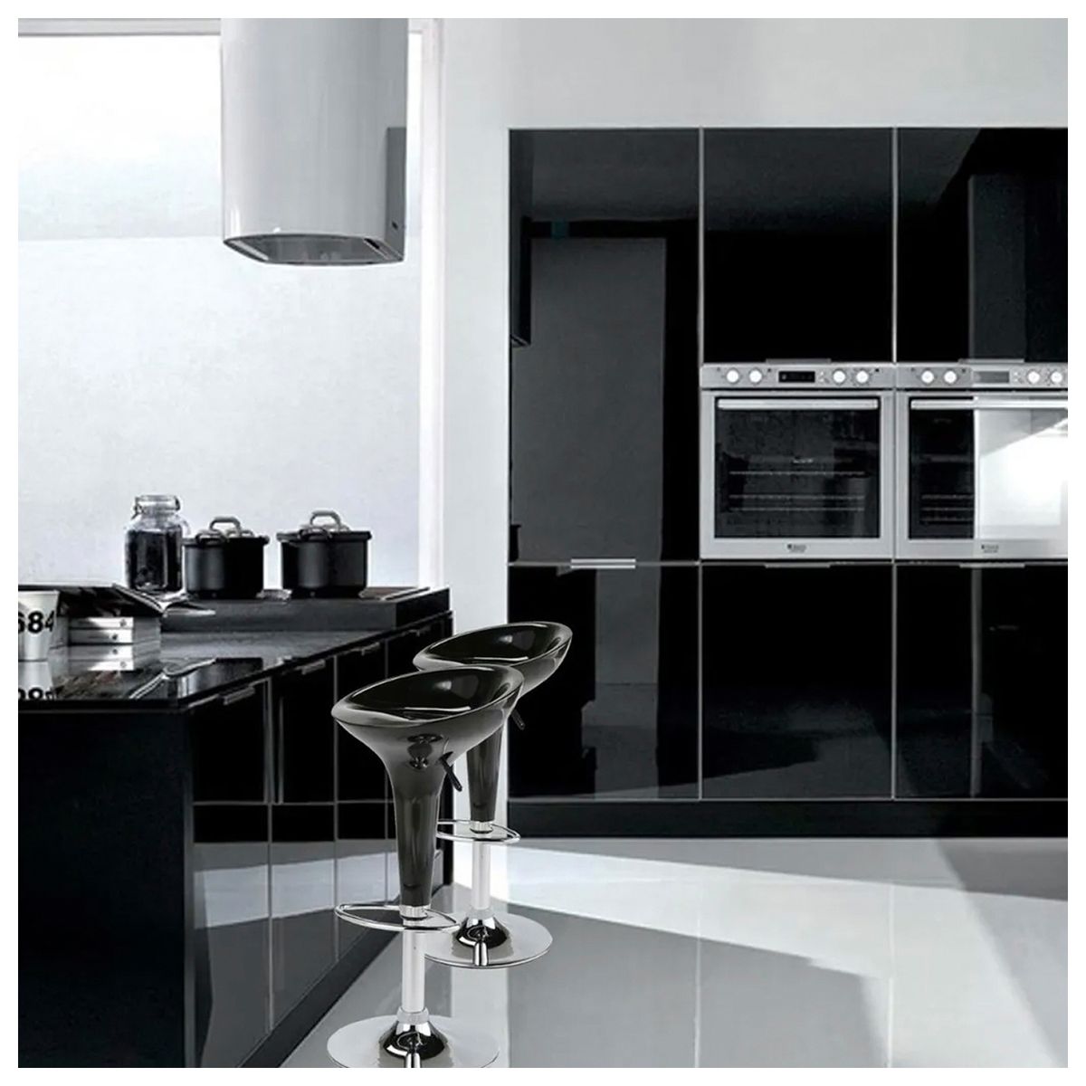 NOVAHUS - Pack 2 Pisos Bar Regulable Estilo Retro Negro