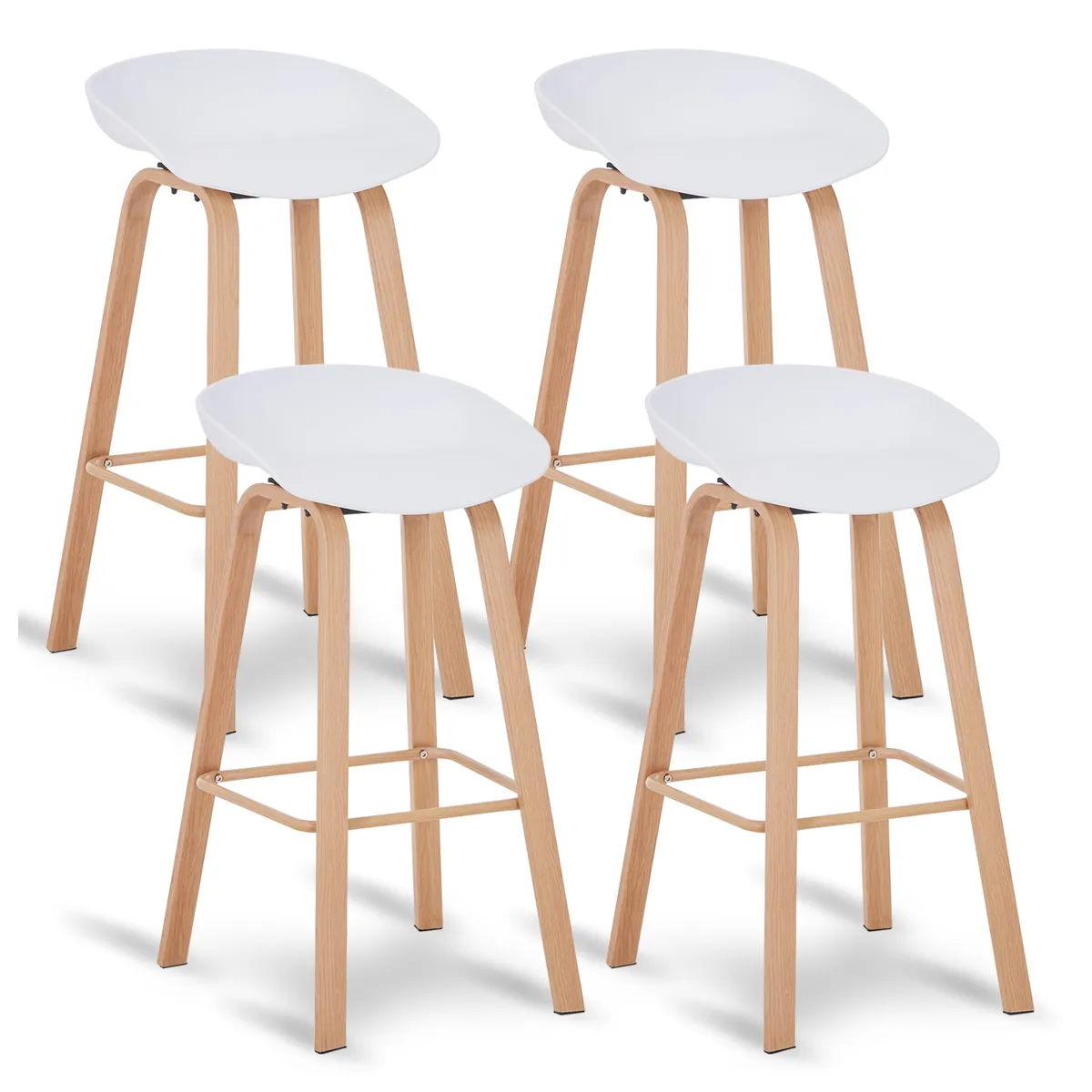 NOVAHUS - Pack 4 Pisos de Bar Estilo Nórdico Blanco
