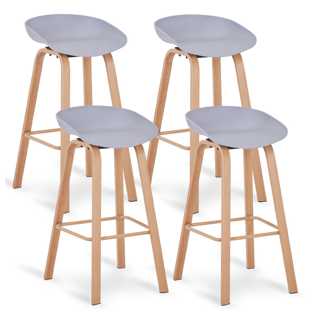 NOVAHUS - Pack 4 Pisos de Bar Estilo Nórdico Gris