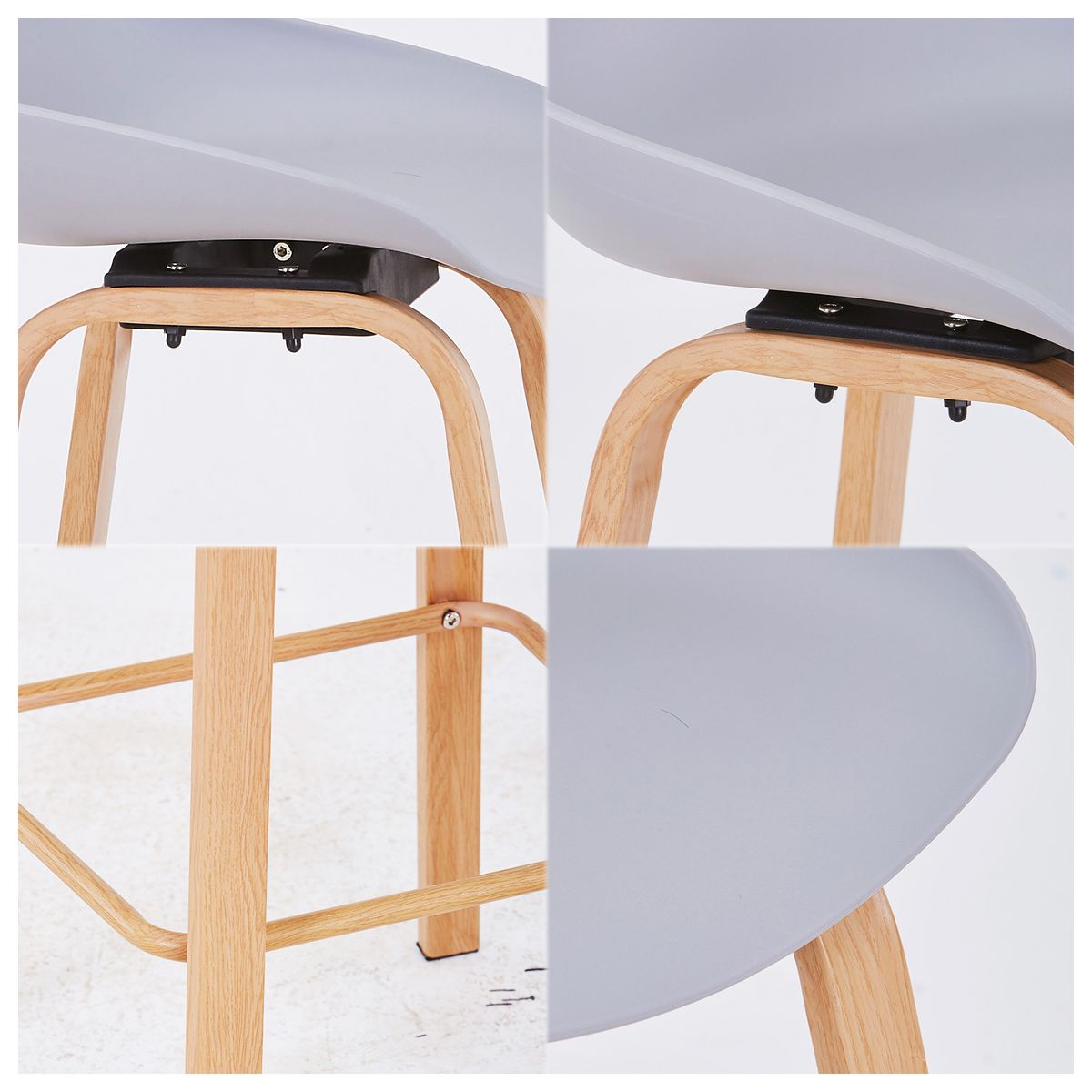 NOVAHUS - Pack 4 Pisos de Bar Estilo Nórdico Gris