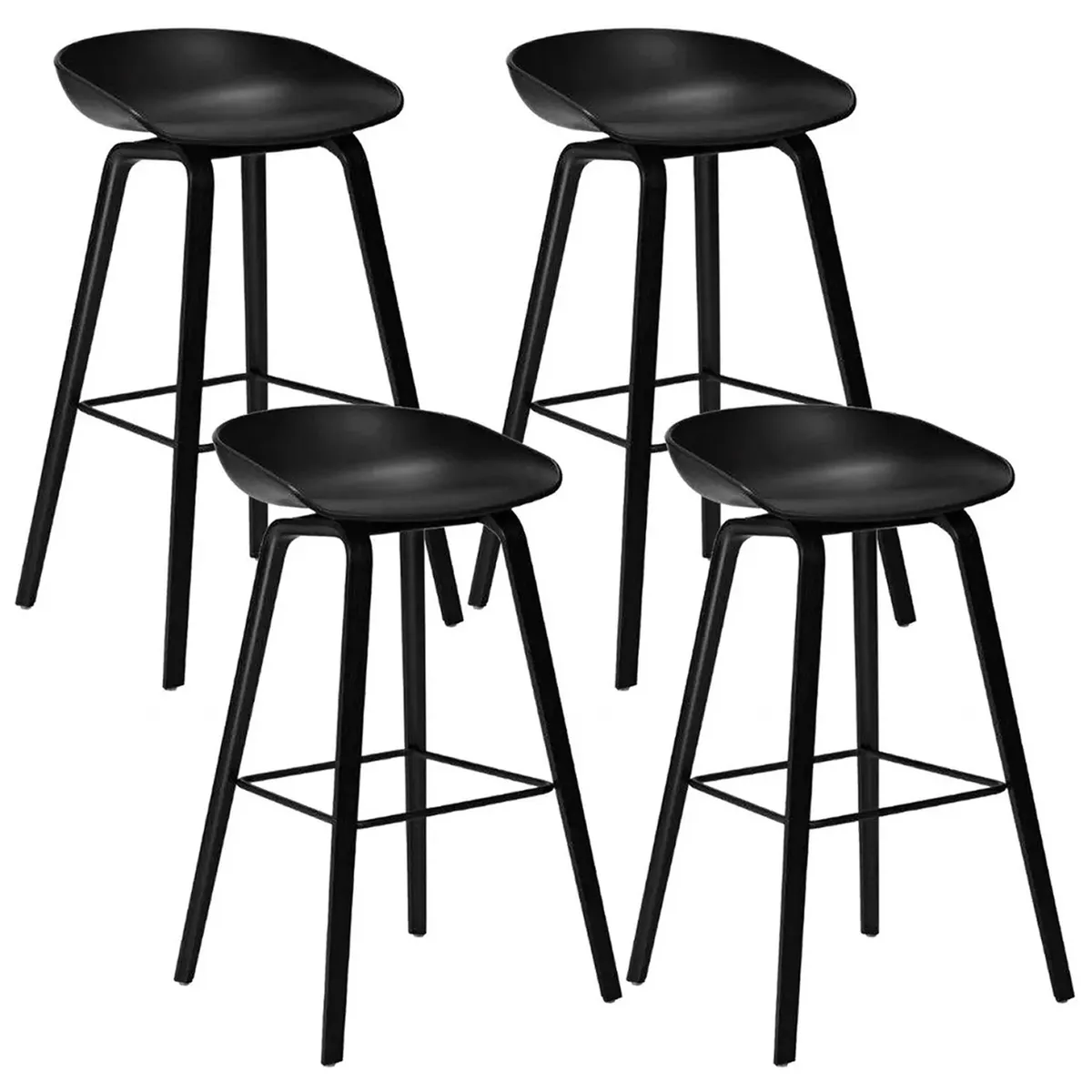 NOVAHUS - Pack 4 Pisos de Bar Estilo Nórdico Negro