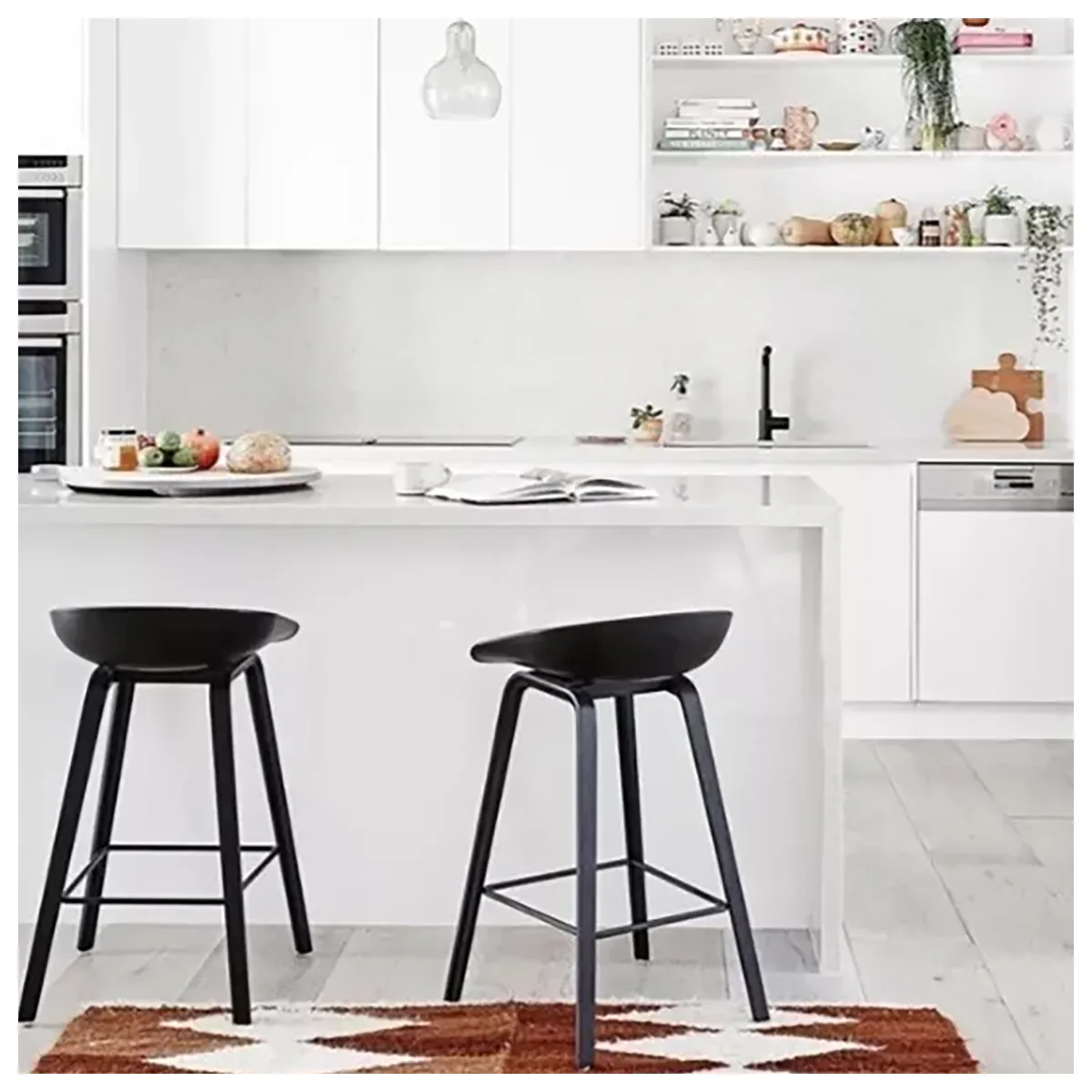 NOVAHUS - Pack 4 Pisos de Bar Estilo Nórdico Negro