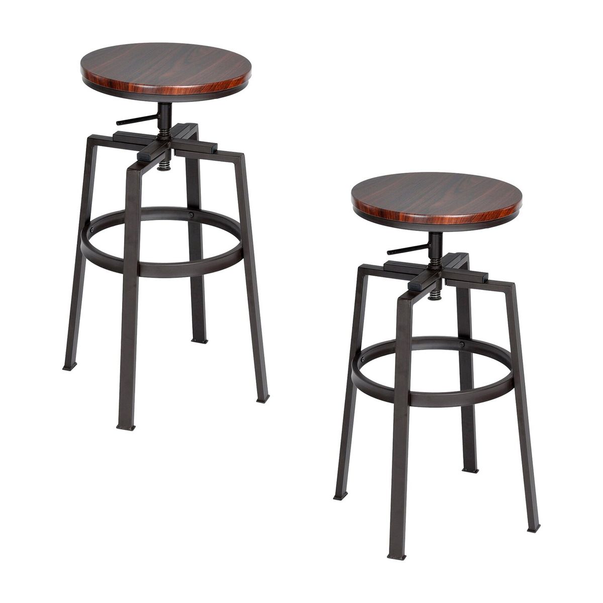 NOVAHUS - Pack 2 Piso De Bar Altura Regulable Nogal Café