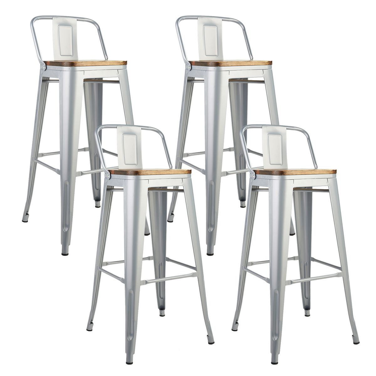 NOVAHUS - Pack 4 Pisos De Bar Tolix Con Asiento De Madera