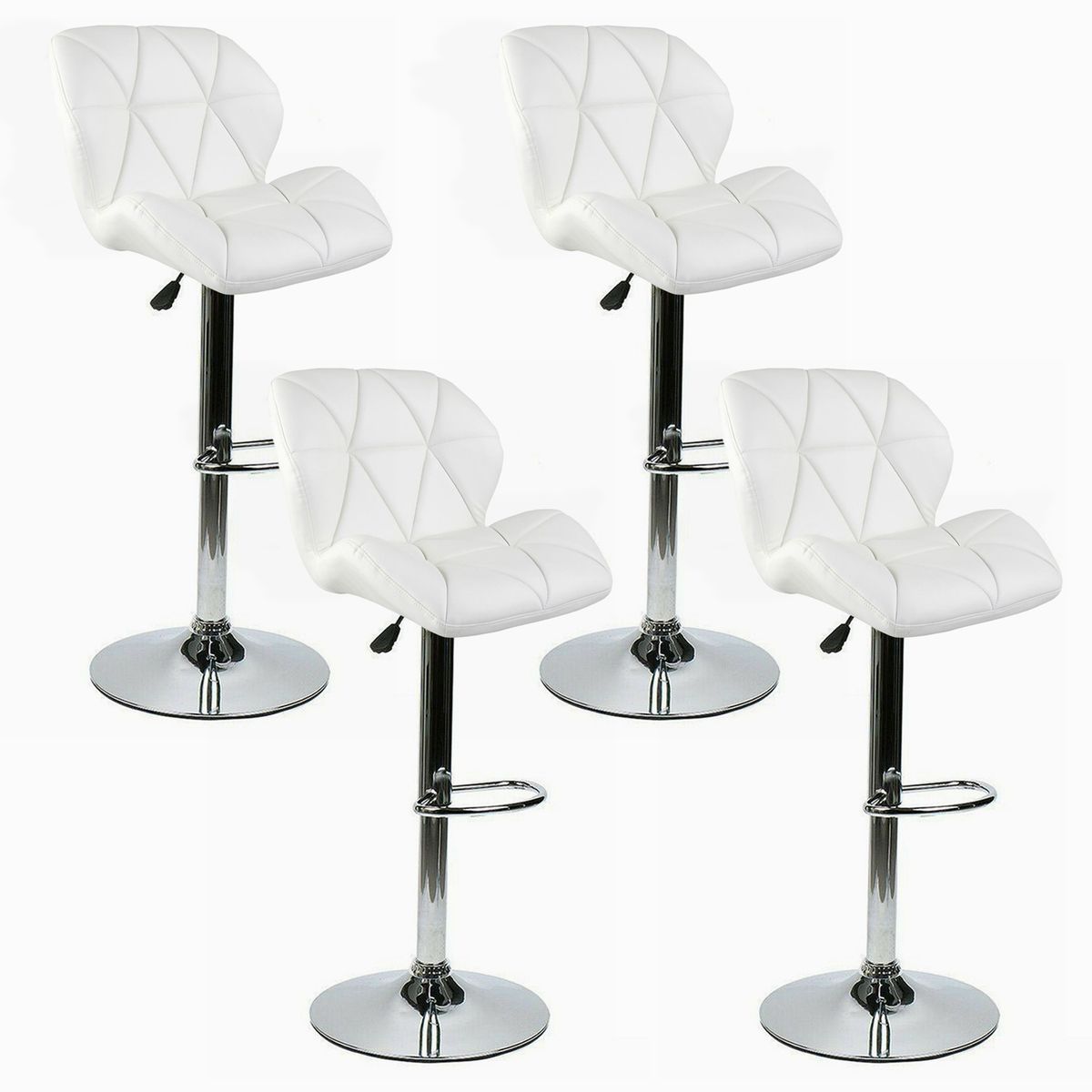 NOVAHUS - Pack 4 Sillas Altas De Bar Con Respaldo Blanco