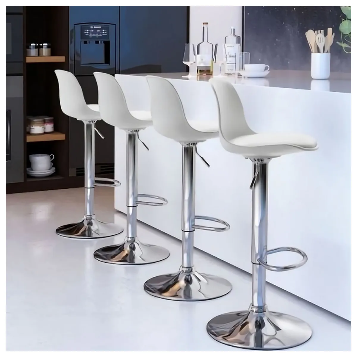 NOVAHUS - Pack 2 Silla Alta Bar Orlando T Blanco