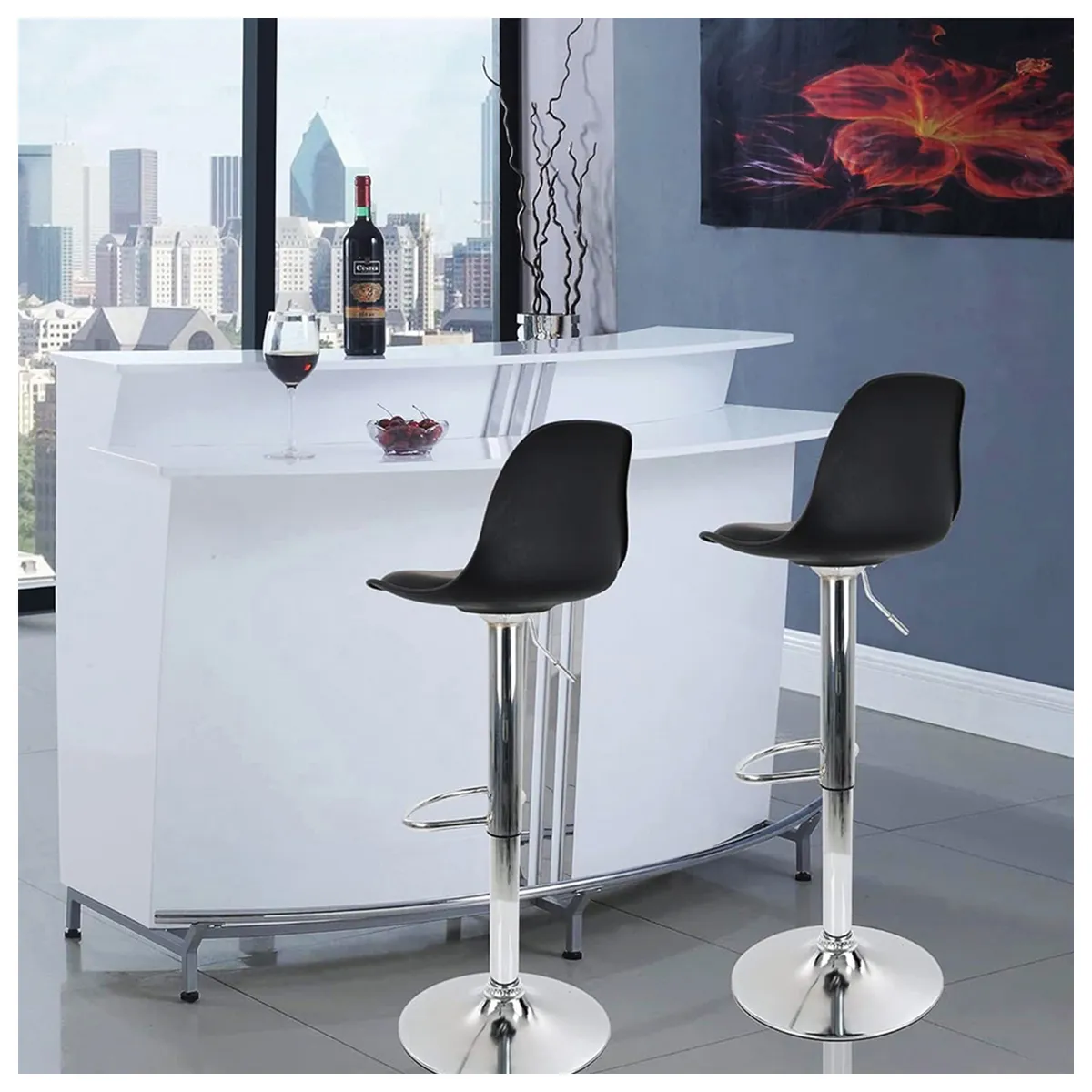 NOVAHUS - Pack 2 Silla Alta Bar Orlando T Negro