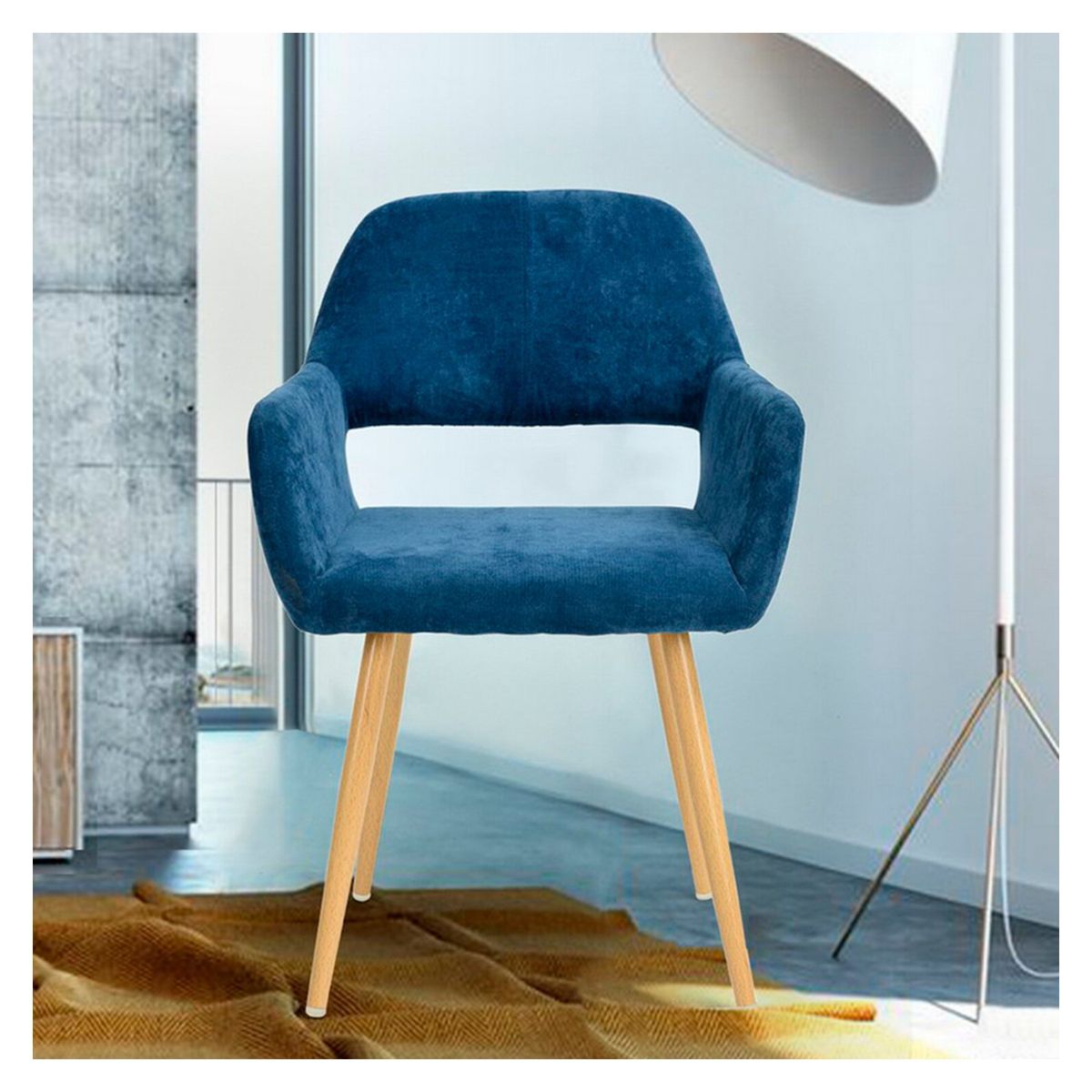 NOVAHUS - Pack 2 Silla Comedor Cromwell Terciopelo Azul