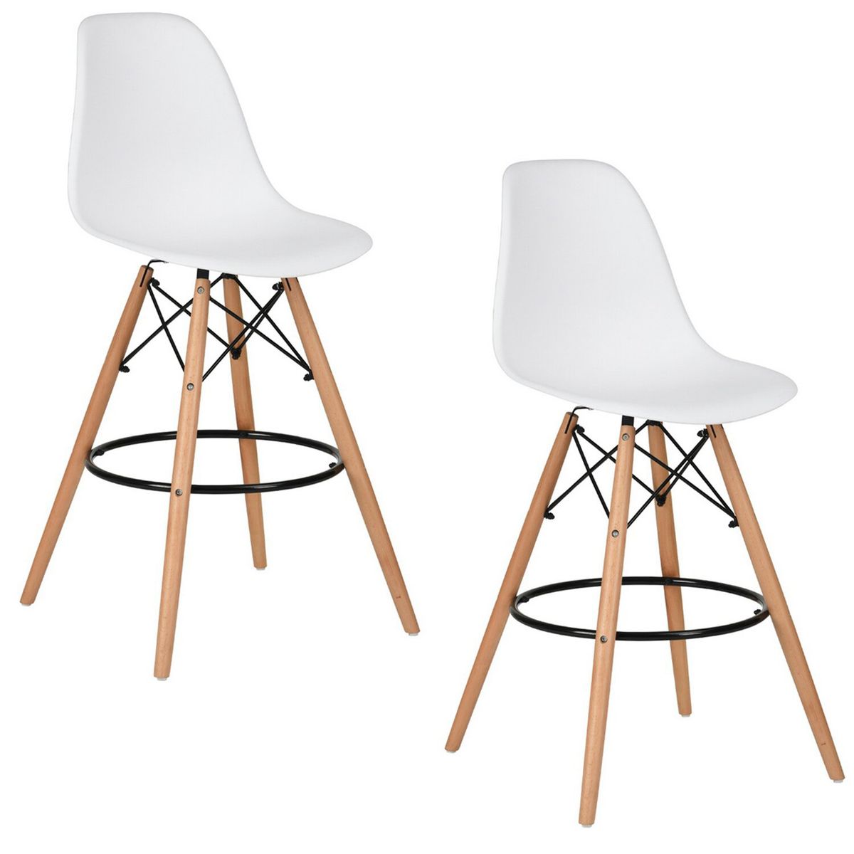 NOVAHUS - Pack 2 Pisos De Bar Eames Taburete Alto Con Respaldo