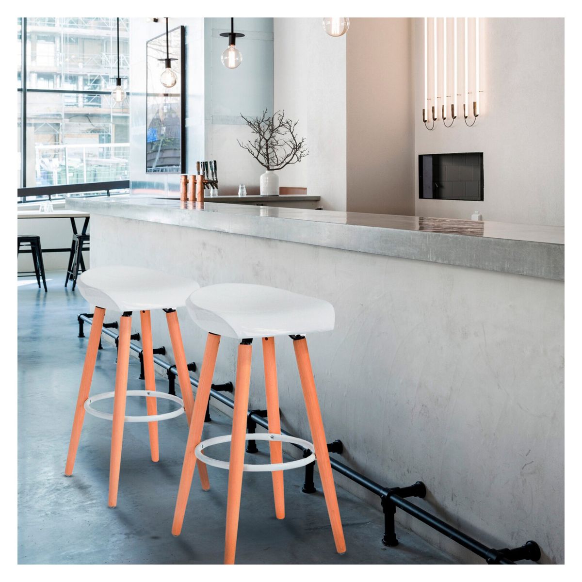 NOVAHUS - Pack 2 Pisos de Bar Taburete - Blanco