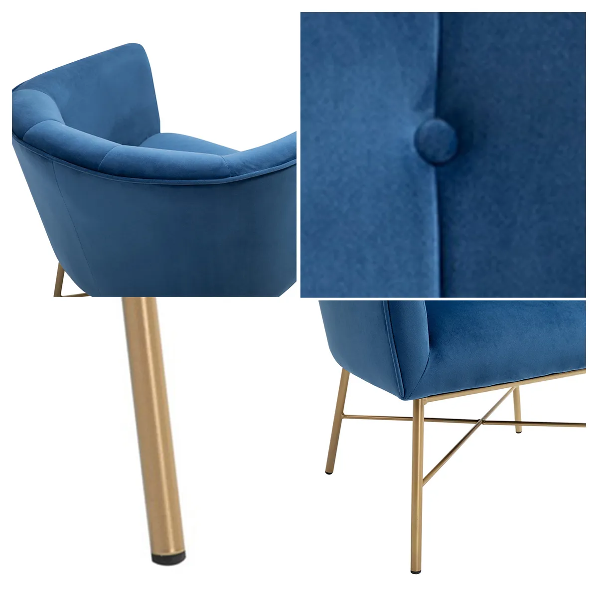 NOVAHUS - Poltrona Sitial Terciopelo Navona Azul