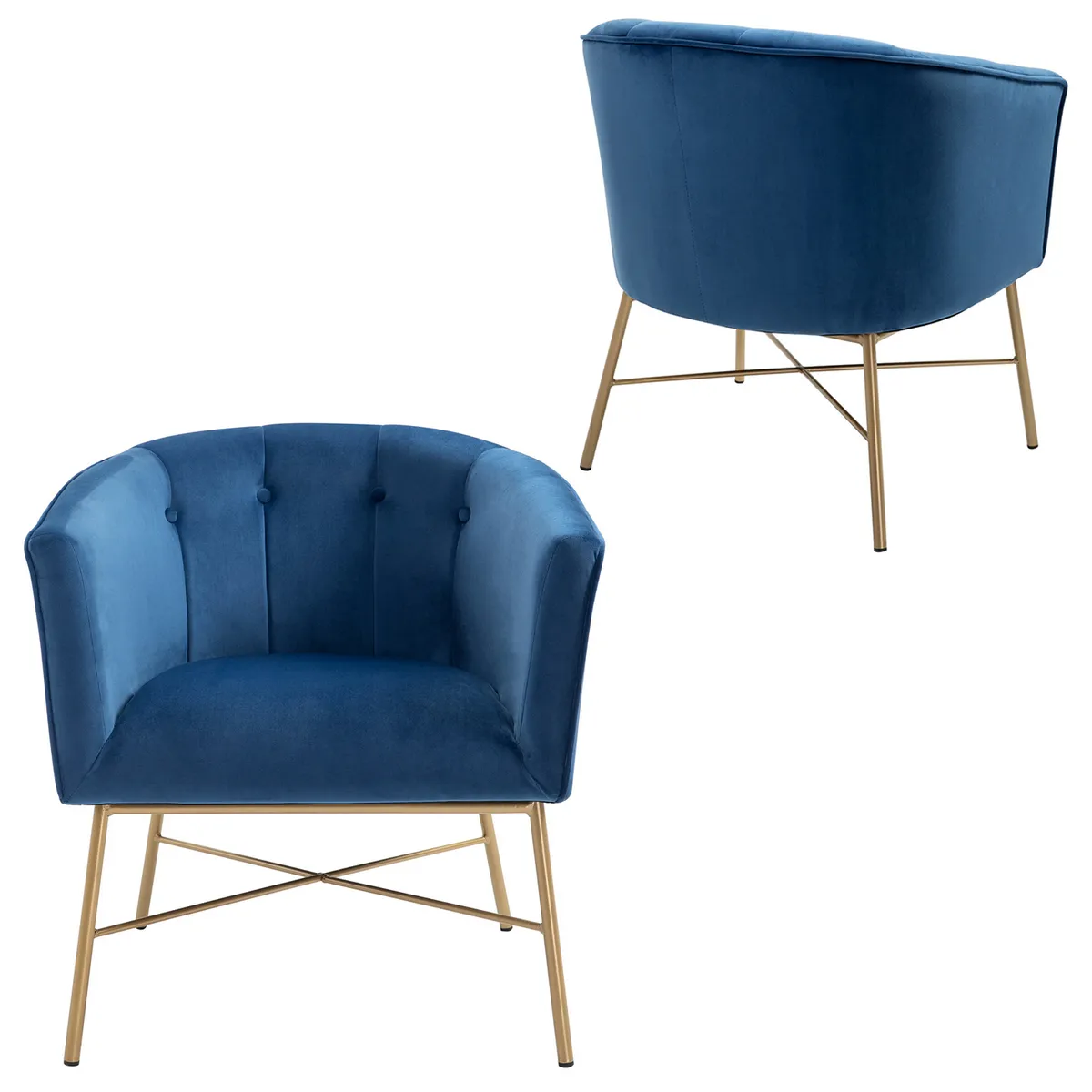 NOVAHUS - Poltrona Sitial Terciopelo Navona Azul