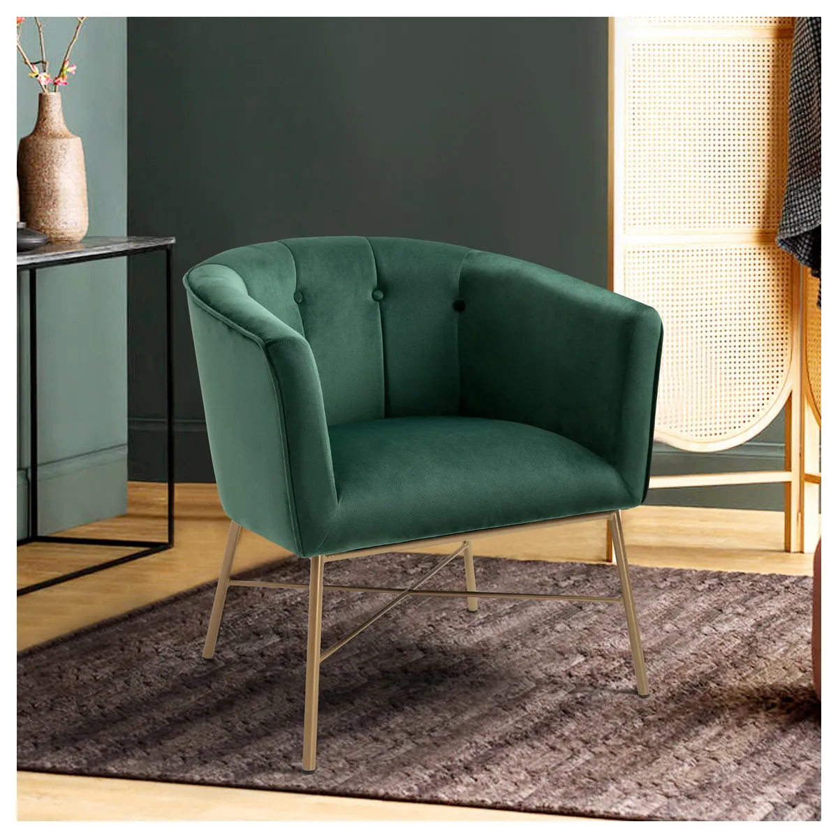 NOVAHUS - Poltrona Sitial Terciopelo Navona Verde