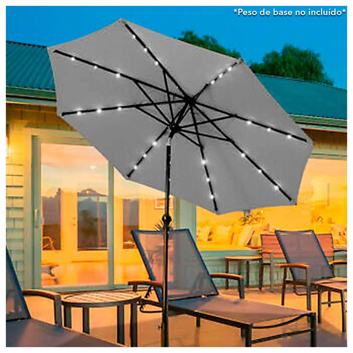 NOVAHUS - Sombrilla Quitasol Con Iluminación Solar Beige