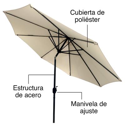 Imagen 2 del producto Sombrilla Quitasol Con Iluminación Solar Beige