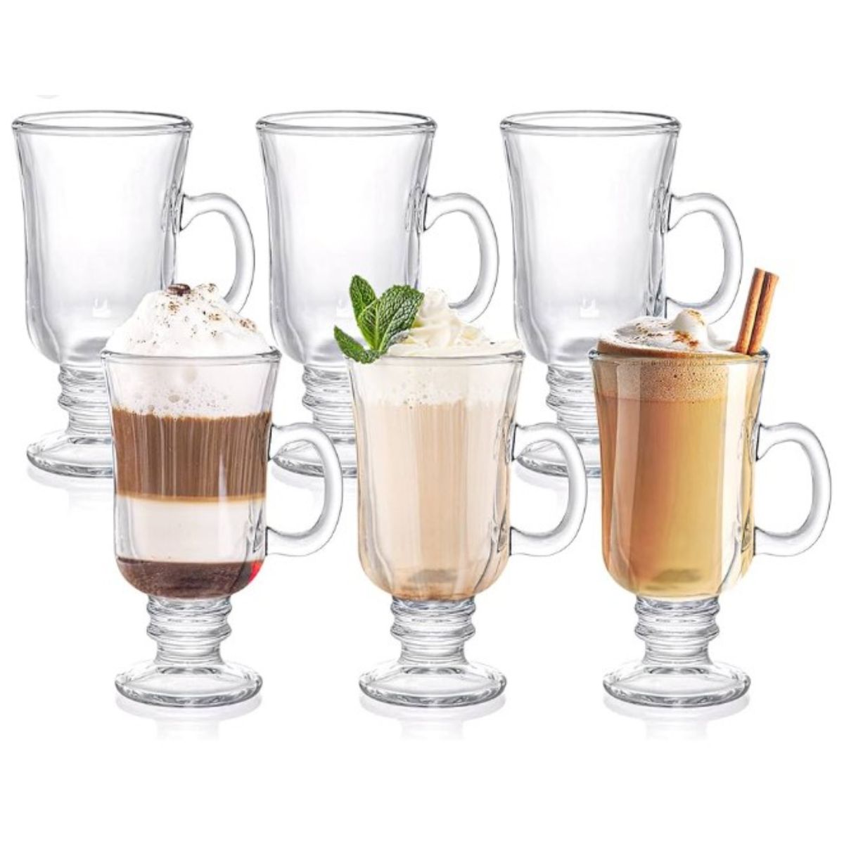 MOGA - Tazas para cafe Vidrio Capuchinno Irish Coffe 6 Pzas.