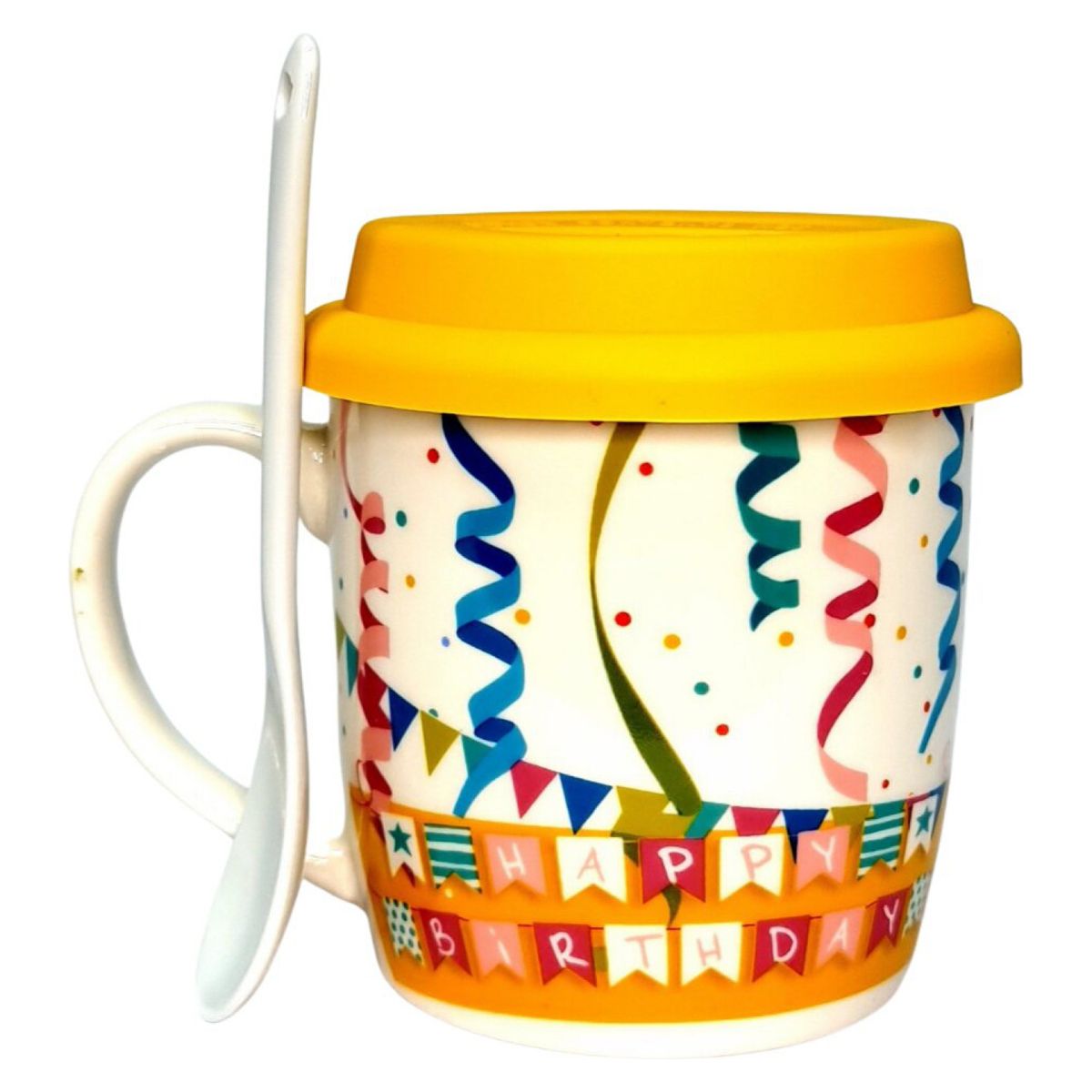 MOGA - Taza Mug Regalo Ceramica Tapa Silicona Y Cuchara