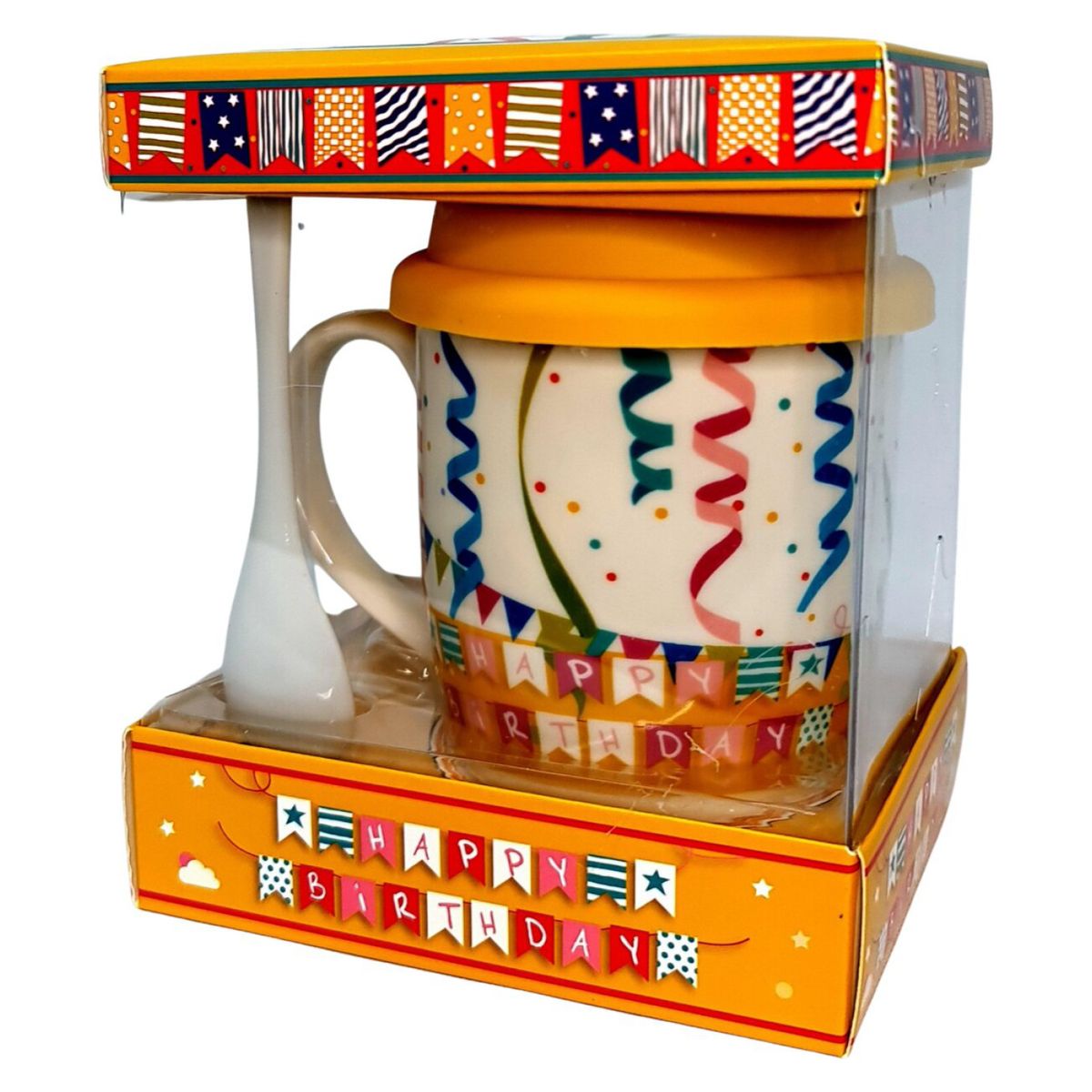 MOGA - Taza Mug Regalo Ceramica Tapa Silicona Y Cuchara