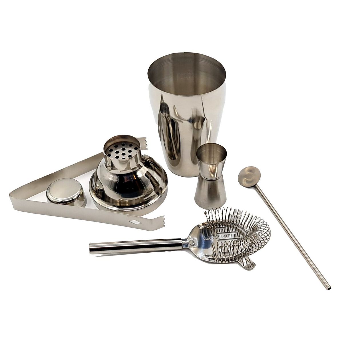 MOGA - Coctelera Pinzas Batidor Acero Inox 21Cm Set 7 Pcs