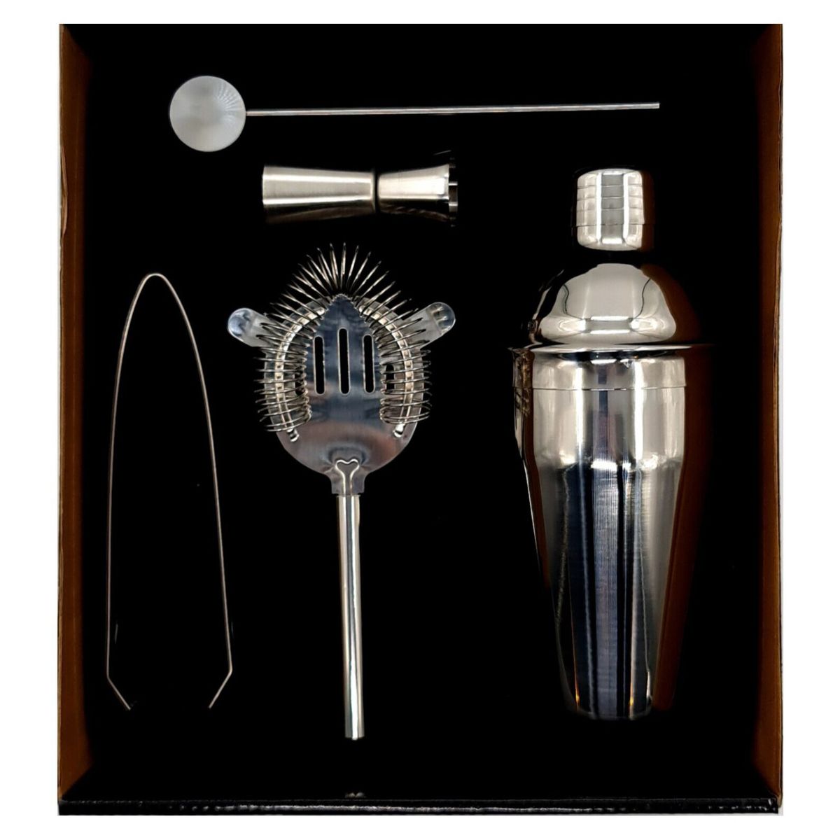 MOGA - Coctelera Pinzas Batidor Acero Inox 21Cm Set 7 Pcs