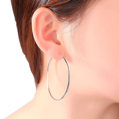 Imagen 2 del producto Aros De Plata 925 Argollas 50 mm