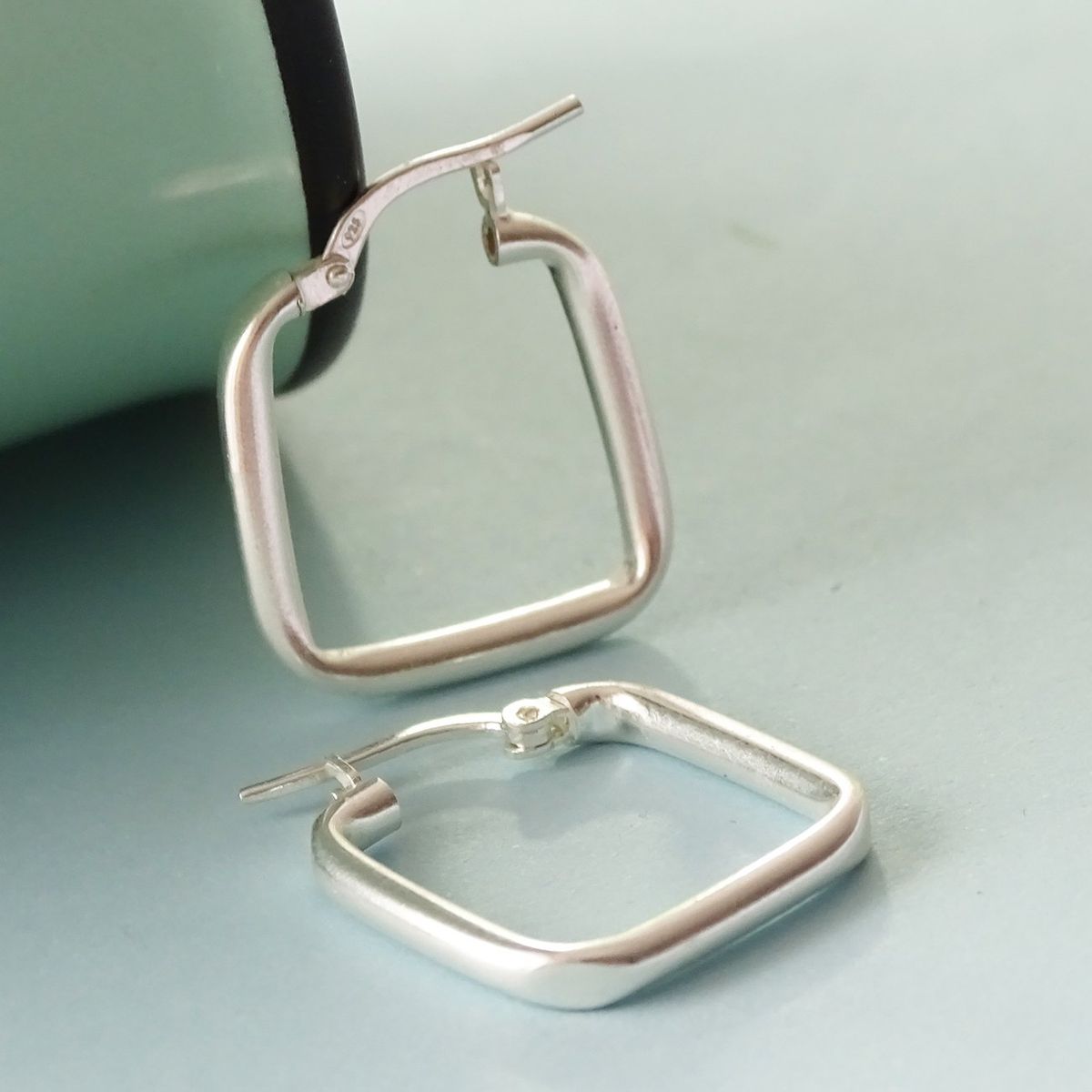 MABELITA - Aros De Plata 925 Argollas Cuadradas