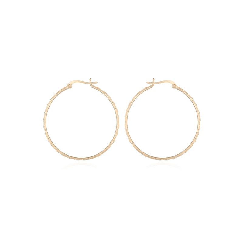 MABELITA - Aros Argollas De Plata Baño De Oro Facetadas 40 mm