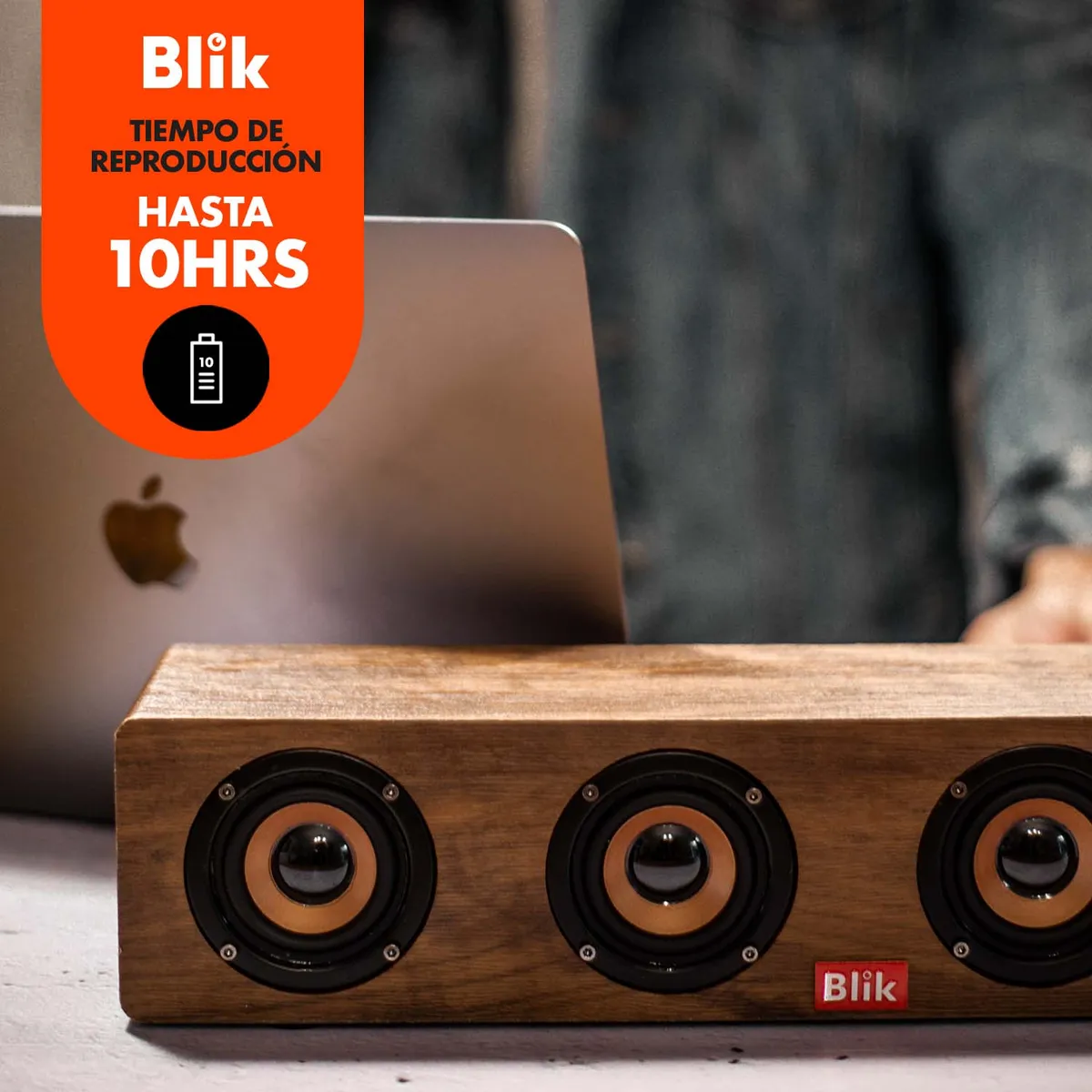 BLIK - Parlante Bluetooth Portátil Blik Rockwood Marrón 20W 10 Hrs