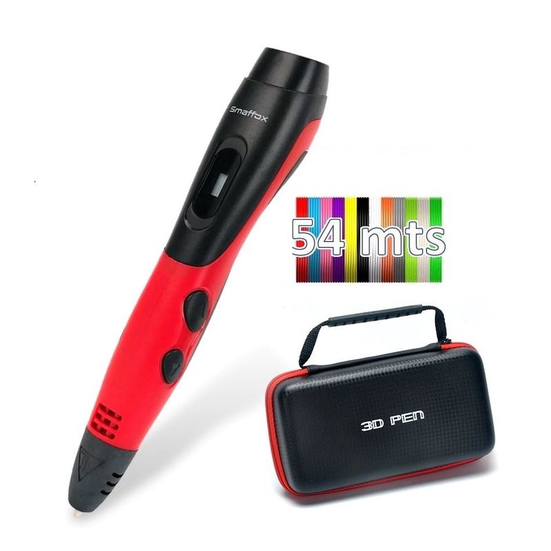 SMAFFOX - Lápiz impresora 3D SM-01 PLA ABS con pantalla LCD - rojo