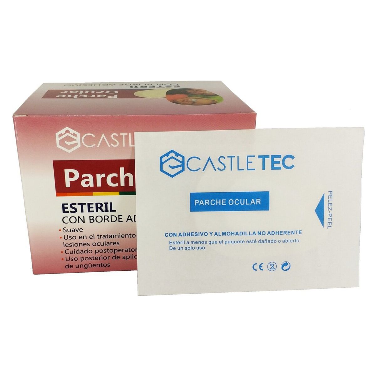 CASTLETEC - Parche Ocular Adhesivo Color Blanco Caja 50 Unid. HY9204