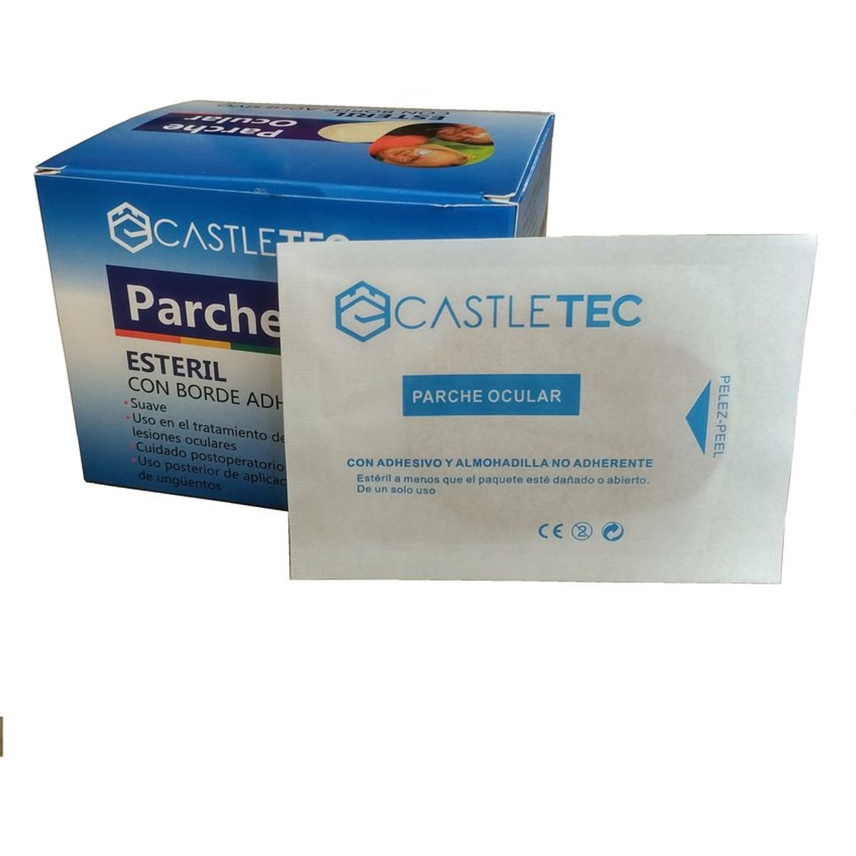CASTLETEC - Parche ocular caja 50 unidades, parche para ojos color piel
