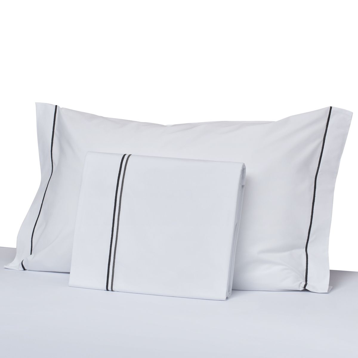 HOHOS CASA - Juego sábanas 1,5 plaza 200H 50%alg - 50%pol, doble festón acero/plata