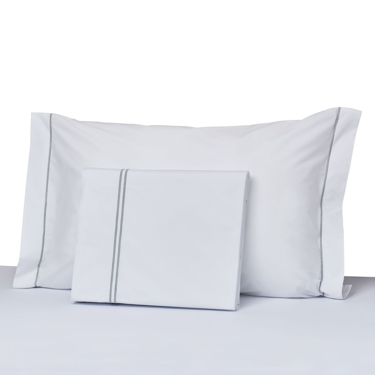 HOHOS CASA - Juego sábanas King 200 hilos 50% alg - 50% pol, doble festón gris