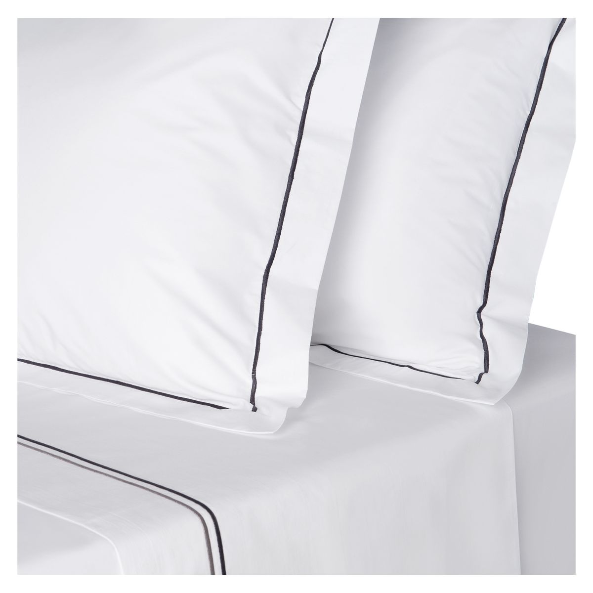 HOHOS CASA - Juego sábanas King Premium 300H 100 alg doble festón aceroplata